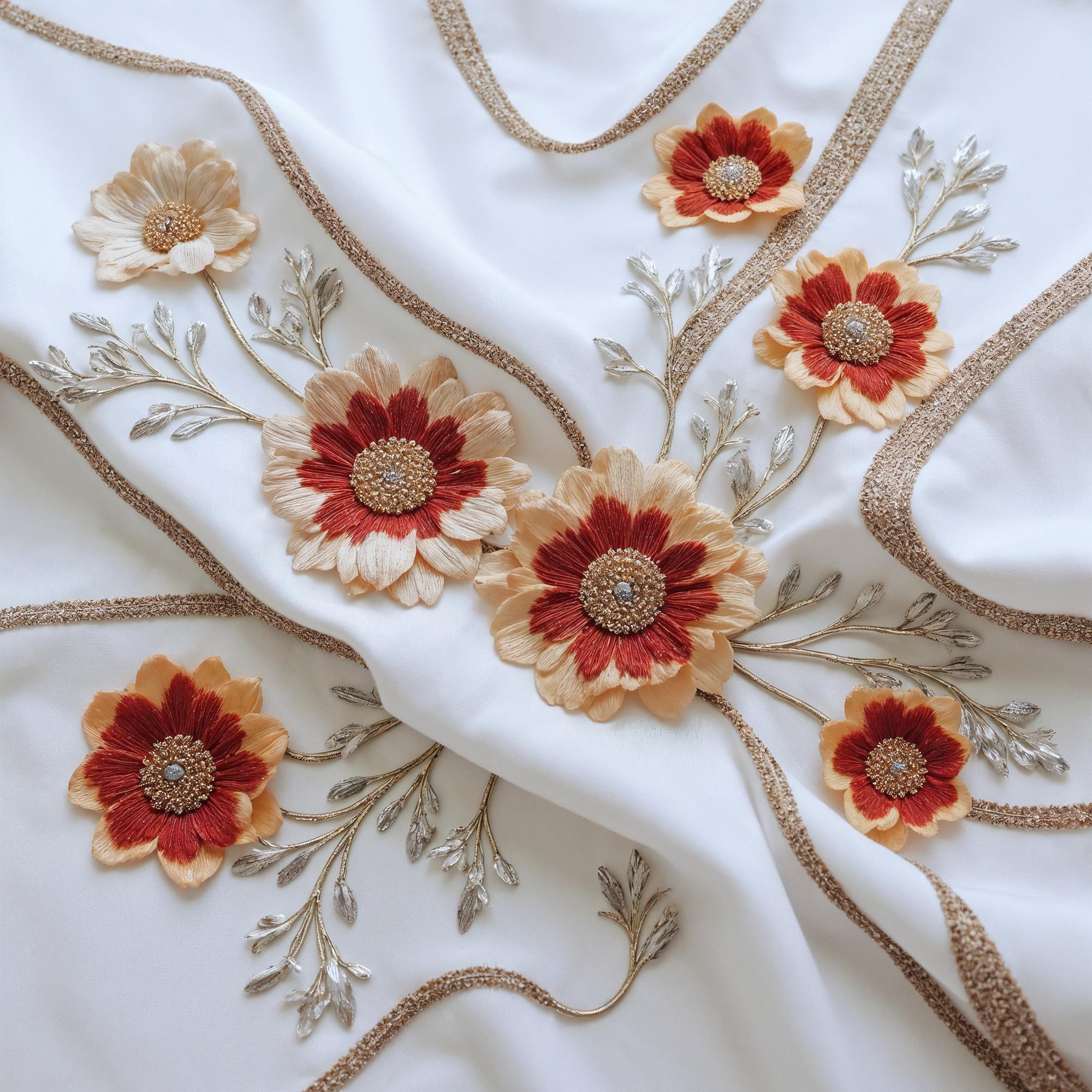 embroidered floral sampler on linen